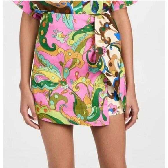 ALEMAIS Sz 2 US 6 AU Yvette Sarong Wrap Mini Skirt Linen - Picture 1 of 12